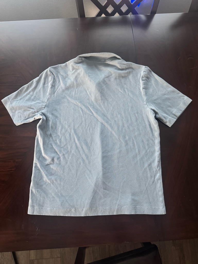 Euc Massimo Dutti Textured Polo Shirt Xxl Blue Gray Short Sleeve Cotton — image 5 of 8